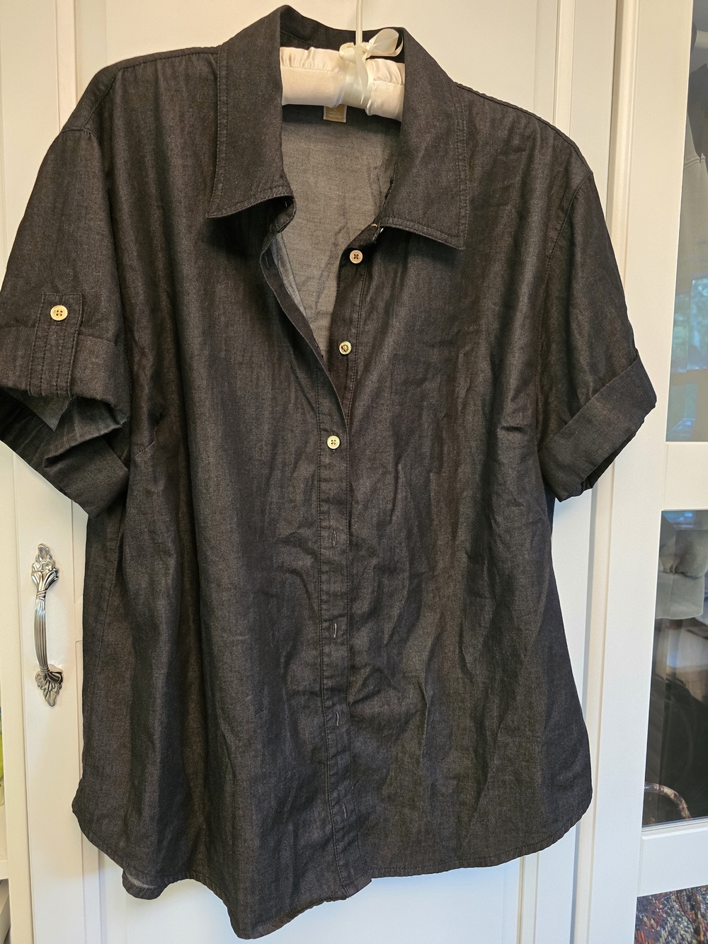 Michael Kors Dark Gray Short-Sleeve Button-Down Shirt
